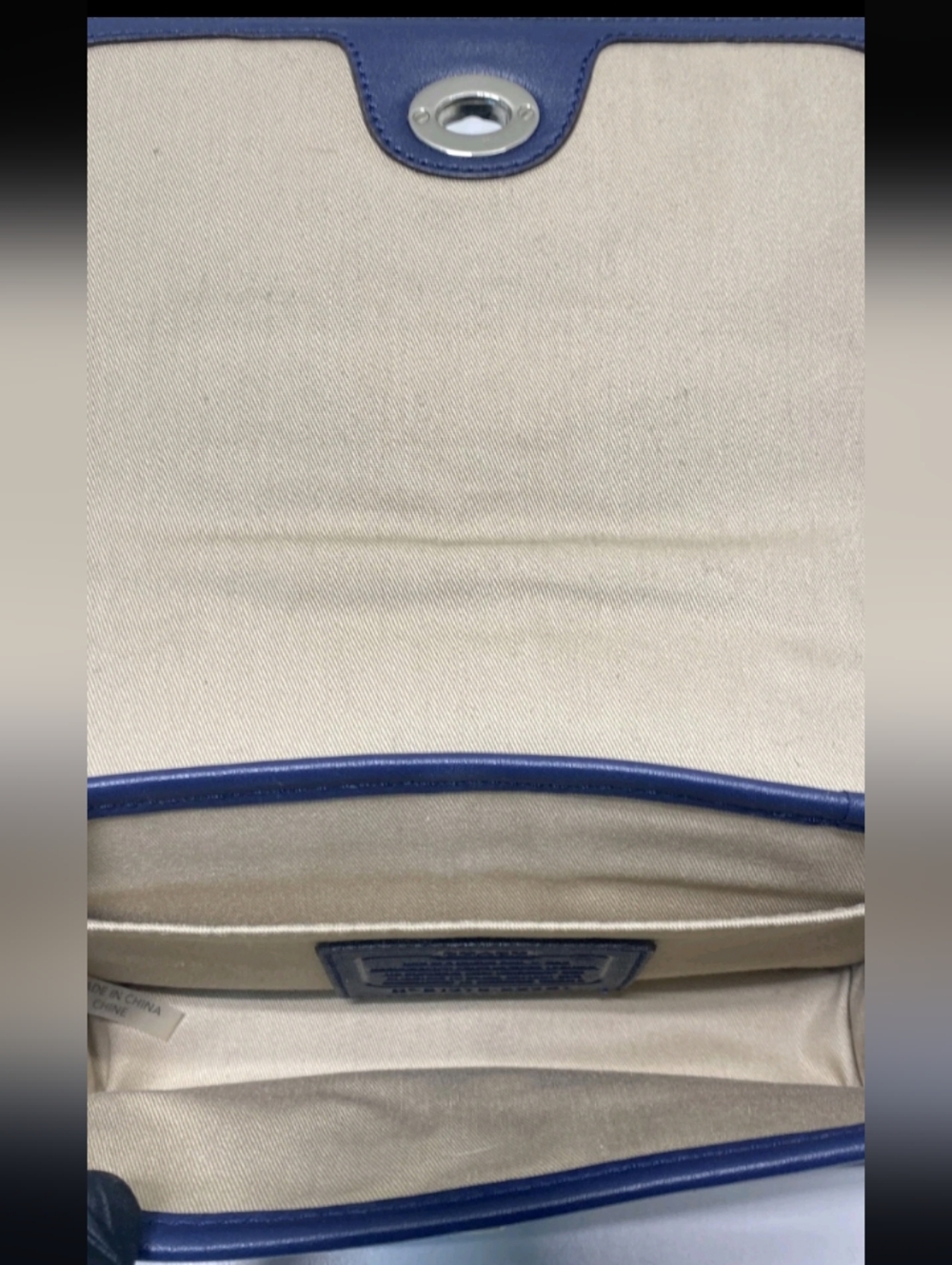 Coach-Legacy Penny Perforated Crossbody Bag (Navy-Bright Citrine💛💙) - Picture 2 of 5